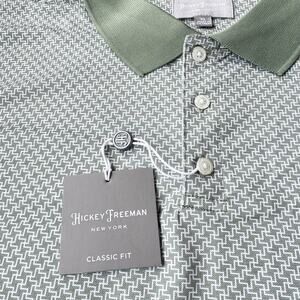 Hickey Freeman Golf Polo XL Green Geometric All Over Print Performance‎ New $59